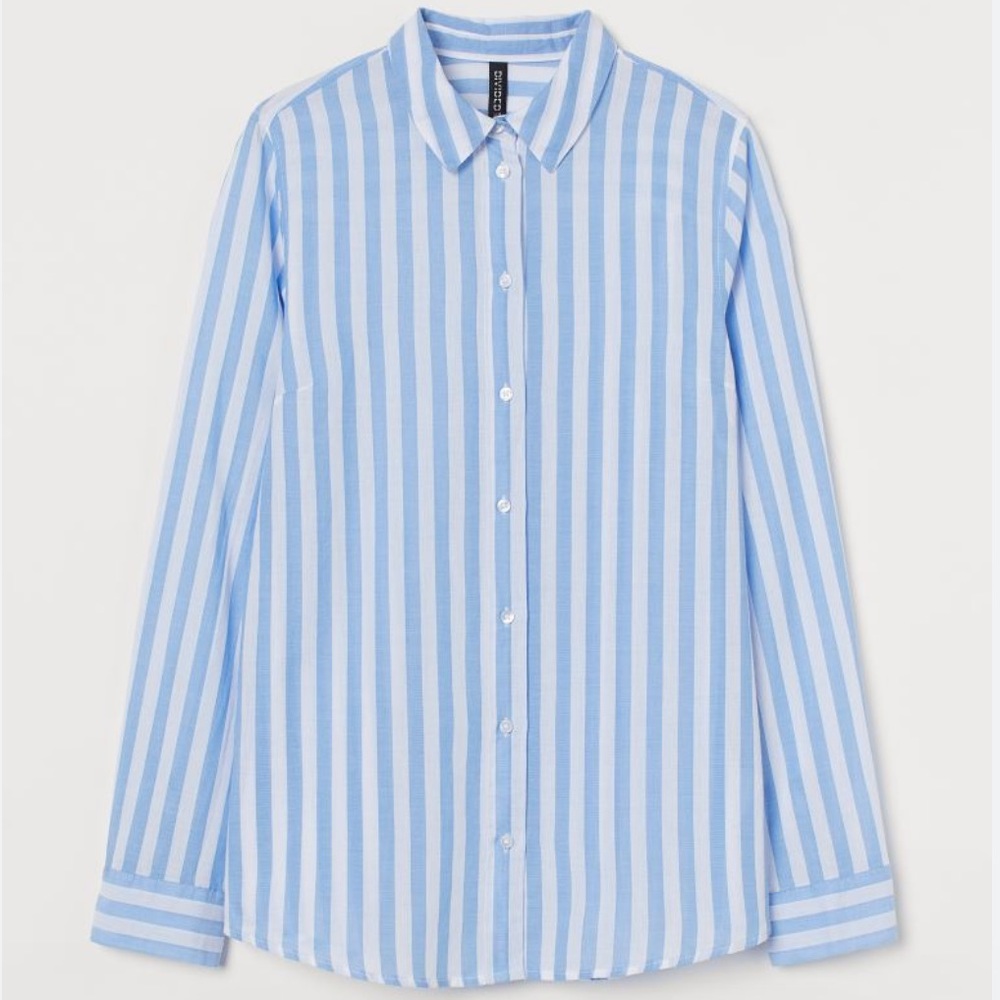 H&M Blue and White striped Button Down Blouse